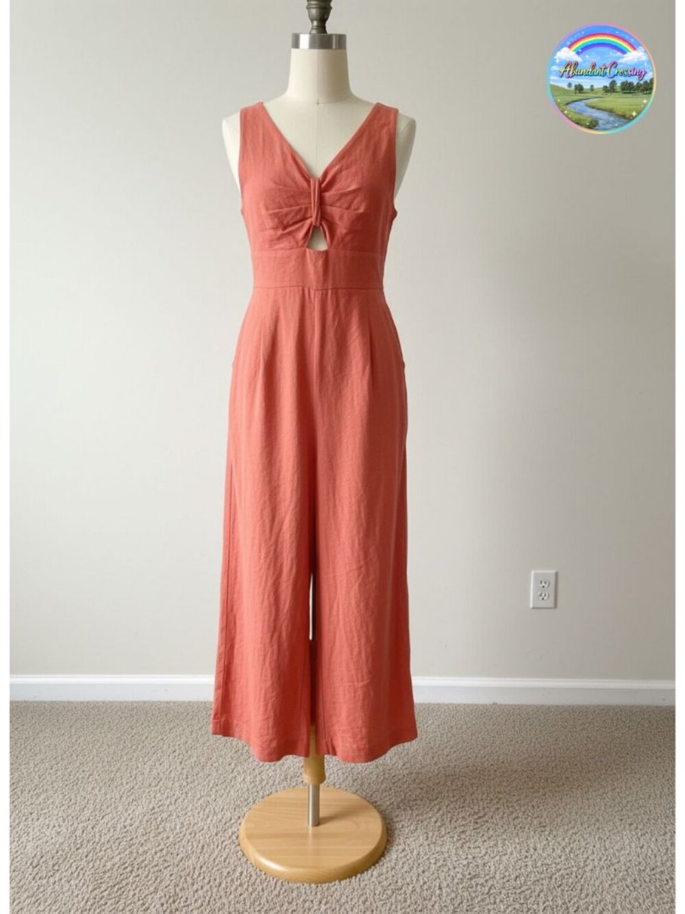 Womens Summer Linen Wide Leg Sleeveless Jumpsuit